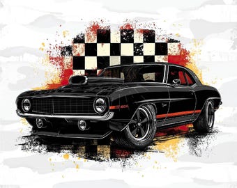 Vintage Camaro PNG, Retro Muscle Car Design (Digital Download)