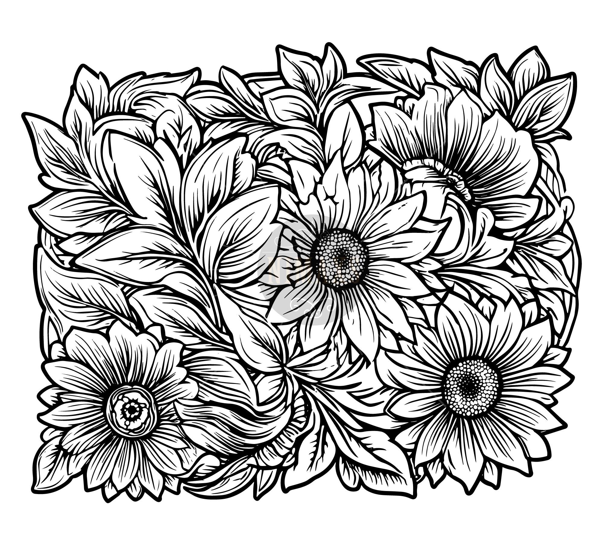 Tooled Leather Floral SVG Pattern: Western Engraving Line Art