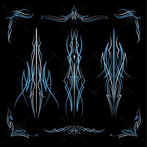 Set Blue Pinstriping svg, Pinstriping vintage art Hot rod Motorcycle and car pinstripe SVG EPS PNG Digital Download
