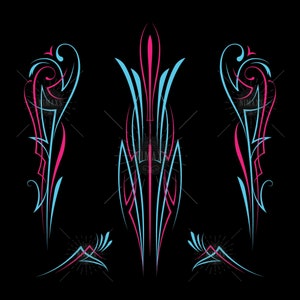 Set Pinstripe Art SVG Blue and Pink design Motorcycle and Car SVG EPS Png
