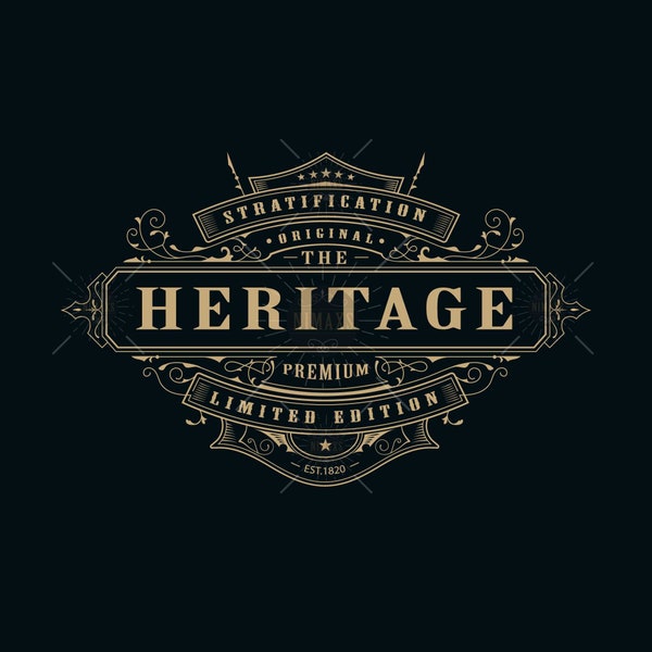 Vintage Label Whiskey badge banner engraving retro illustration SVG, PNG, EPS, Dxf