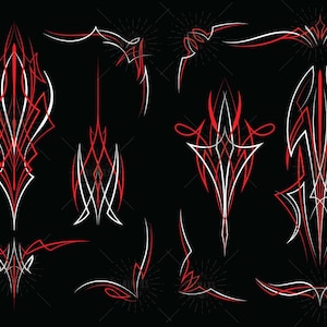 Pinstriping Art Set: Vintage Hand Drawn Designs (SVG EPS PNG)