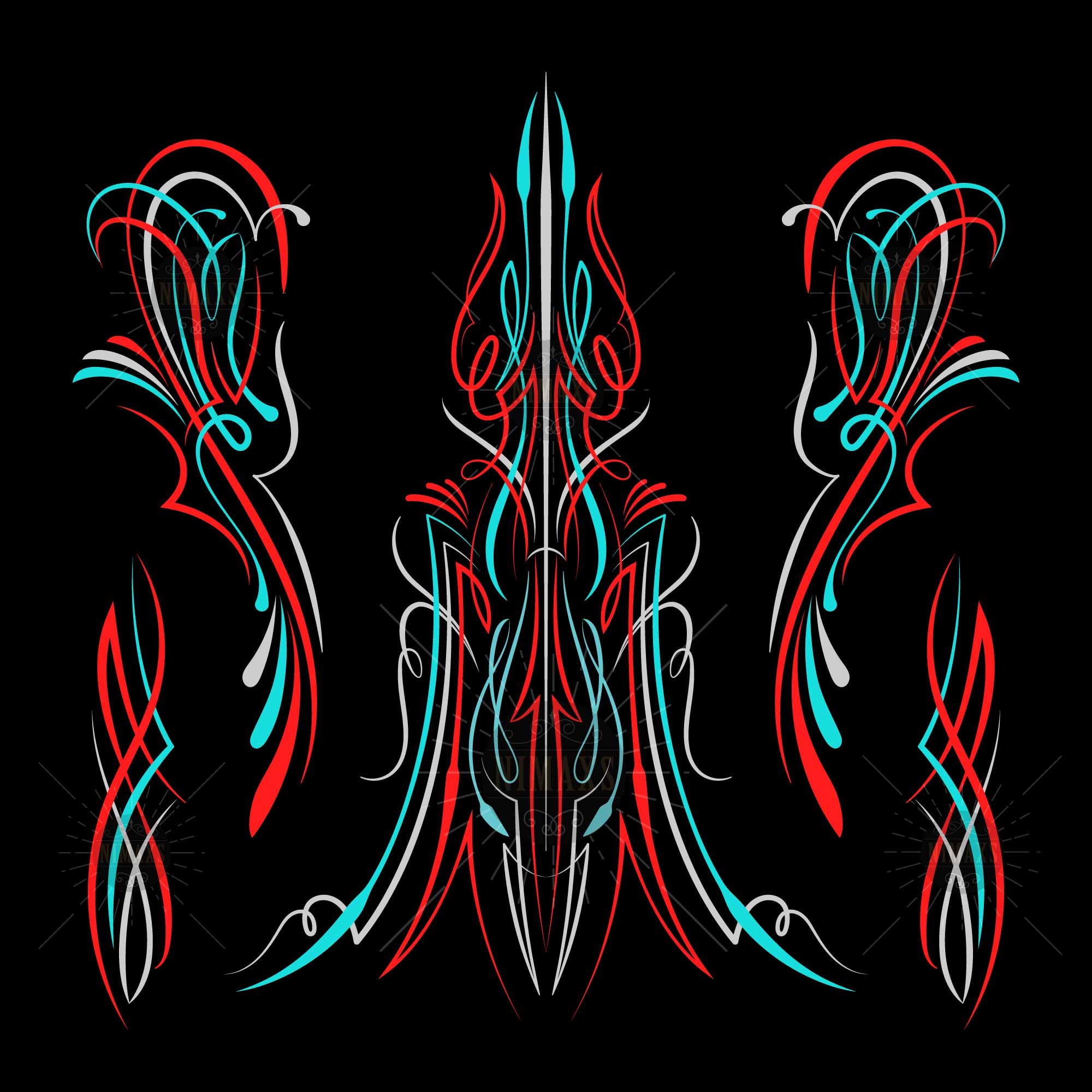 Pinstriping Svg Motorcycle and Car Pinstripe Vintage Hand Drawn Art