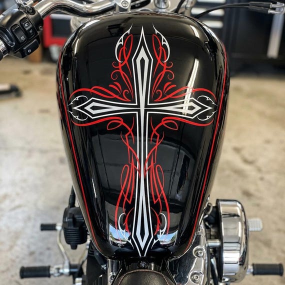 Cross Pinstriping Svg, Motorcycle and Car Pinstripe, Vintage Hand