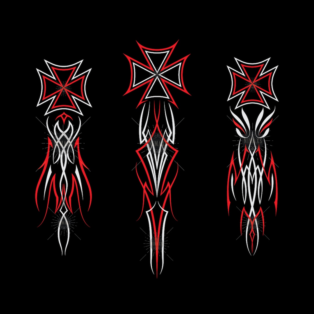 Set Maltese Cross Pinstriping Svg, Motorcycle and Car Pinstripe