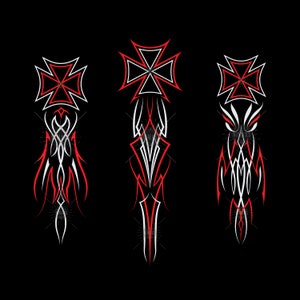 Set Maltese Cross Pinstriping svg, Motorcycle and car pinstripe, vintage hand drawn art SVG EPS PNG