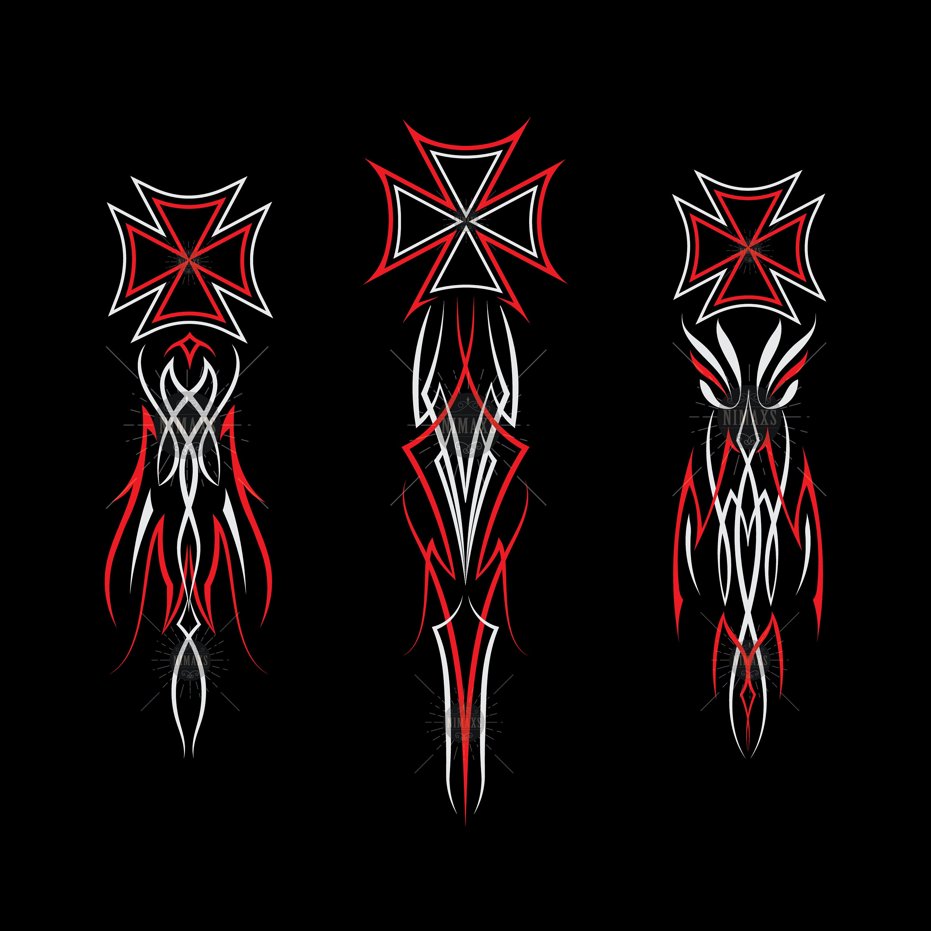 Maltese Cross Pinstriping Set: Vintage Hand Drawn Art (SVG EPS PNG