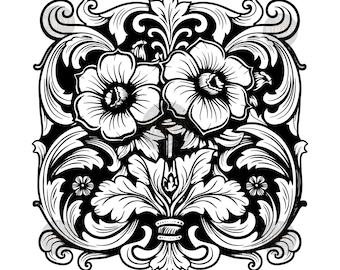 Tooled Leather Floral Pattern, Western Style SVG, Vintage