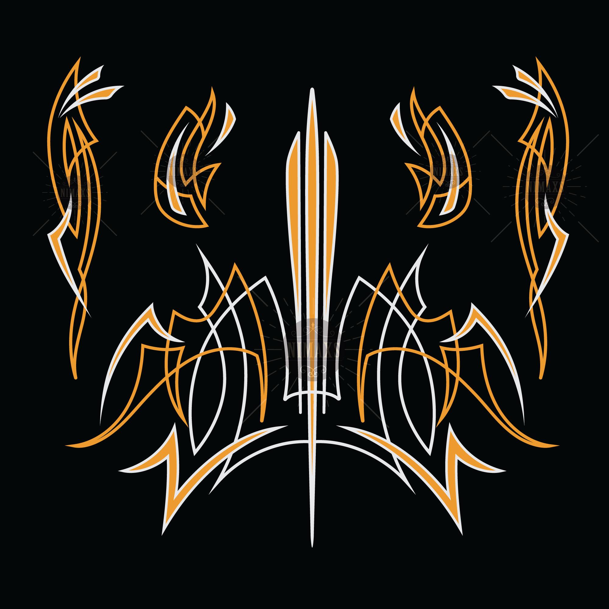 Set Pinstriping Svg, Motorcycle and Car Pinstripe Art , Old School