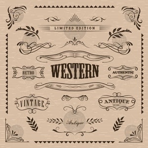 Western frame hand drawn banners vintage badge SVG PNG EPS