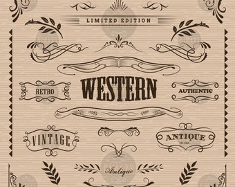 Western frame hand drawn banners vintage badge SVG PNG EPS