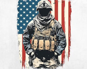 Amerikanischer Soldat (PNG), patriotische USA-Flagge (Cliparts zum digitalen Download)