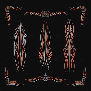 Pinstriping svg per decalcomanie in vinile Pinstriping per auto e moto, disegno a mano vintage, vecchia scuola SVG EPS PNG