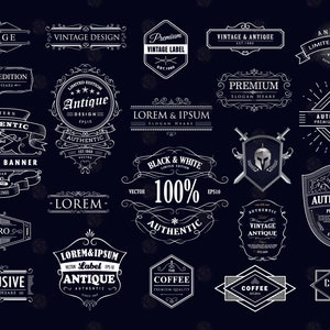 Set of Whiskey label vintage hand drawn retro PNG SVG EPS