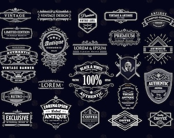 Set of Whiskey label vintage hand drawn retro PNG SVG EPS