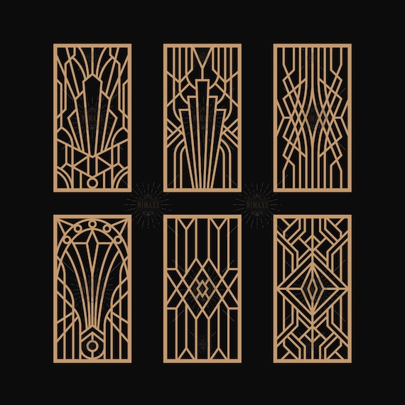 Art Deco Laser Cut Panel Vintage Geometric Designs SVG, PNG, DXF, Eps Digital Download