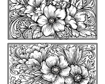 Floral Engraving Pattern SVG: Western Leather Tooling Design