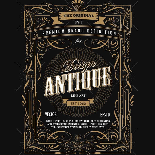 Whisky Label SVG: Antique Western Engraving (PNG, EPS)