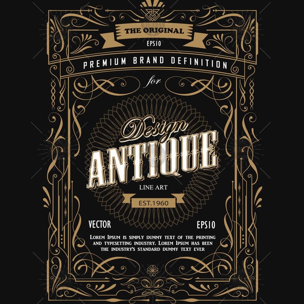 Whisky label SVG antique label svg vintage western engraving retro PNG, EPS file