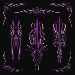 Set Purple Pinstriping svg, Pinstriping vintage art old school Motorcycle and car pinstripe SVG EPS PNG