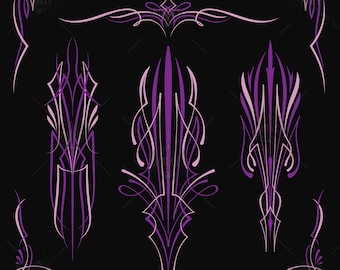 Purple Pinstriping Set: Vintage Motorcycle & Car Art (SVG EPS PNG)