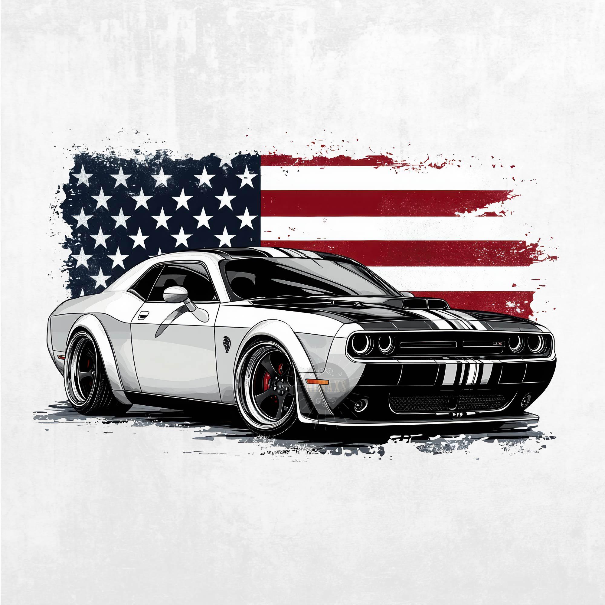 Dodge challenger drawing - Etsy 日本