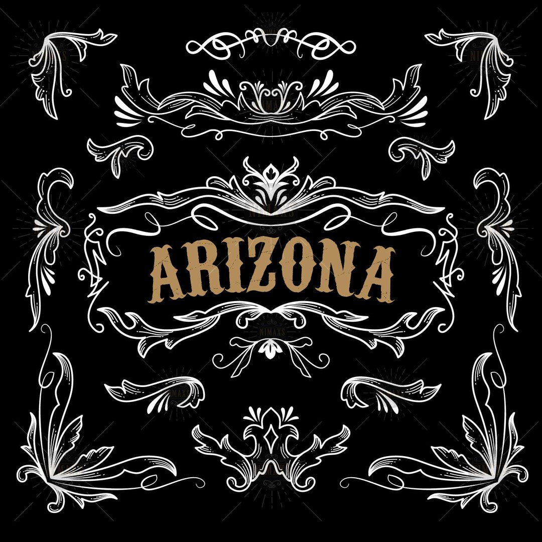 Western Hand Drawn Elements Vintage Frame Label Border SVG, PNG
