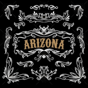 Western Hand Drawn Elements Vintage Frame Label Border SVG, PNG, DXF