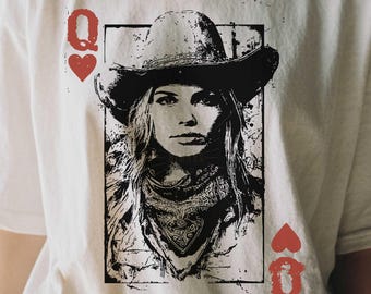 Queen of Hearts PNG, Vintage Card Graphic, T-Shirt Design (Digital Download)
