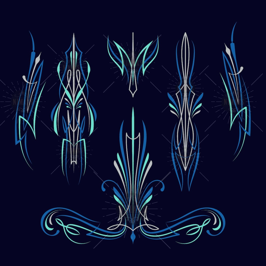 Blue Pinstriping Svg, Motorcycle and Car Pinstripe, Old School Design ...