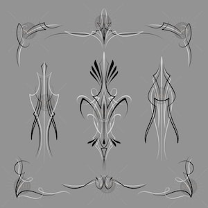 Pinstriping Black and White svg for Pinstriping vinyl decals Motorcycle and car pinstripe, vintage hand drawn art SVG EPS PNG