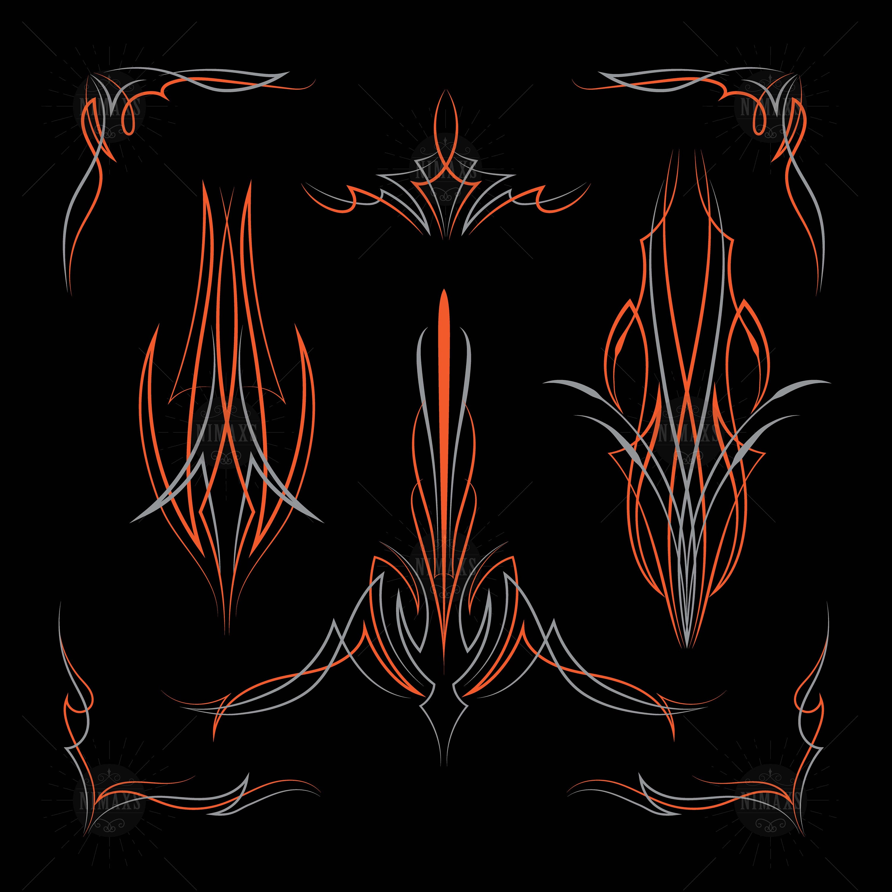 Pinstriping Svg, Car Pinstripe and Motorcycle, Vintage Hand Drawn Art