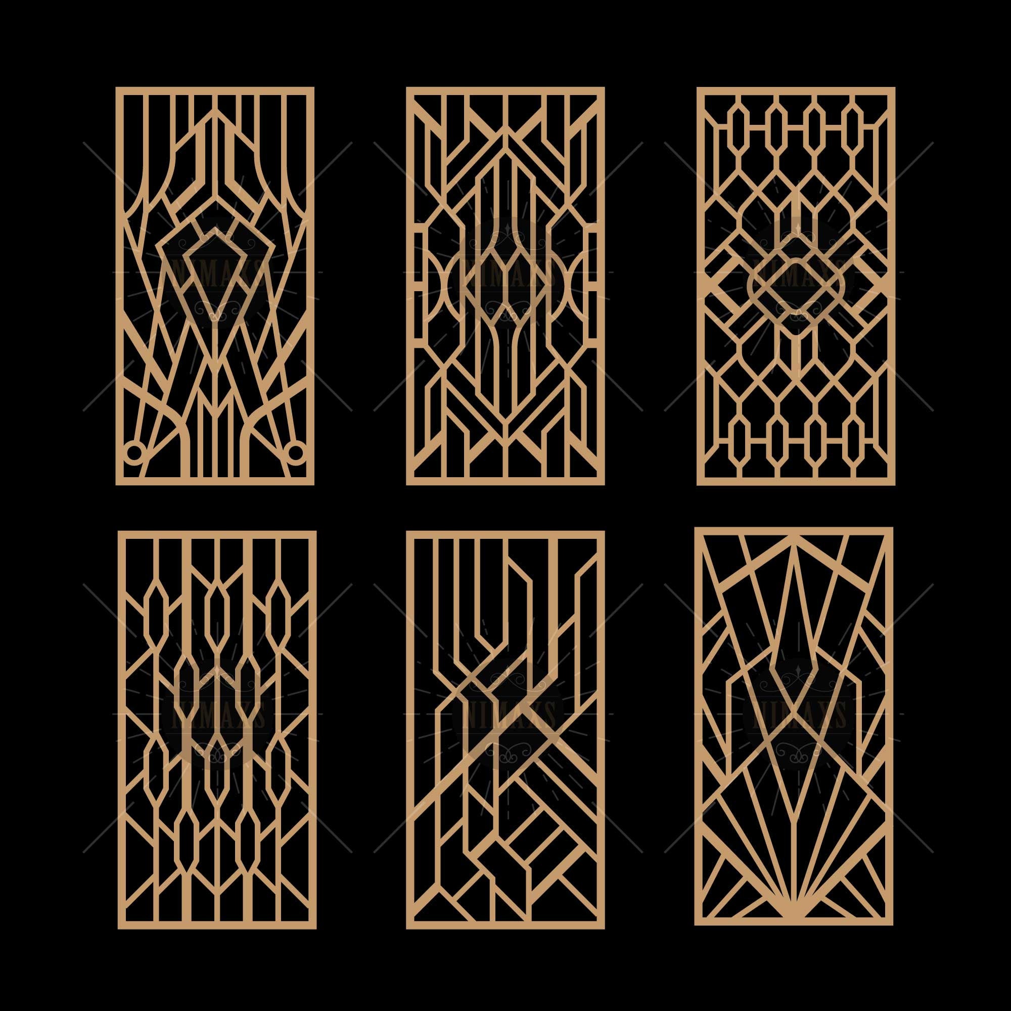Vintage Geometric Art Deco Laser Cut Panel Designs SVG, PNG, DXF, Eps