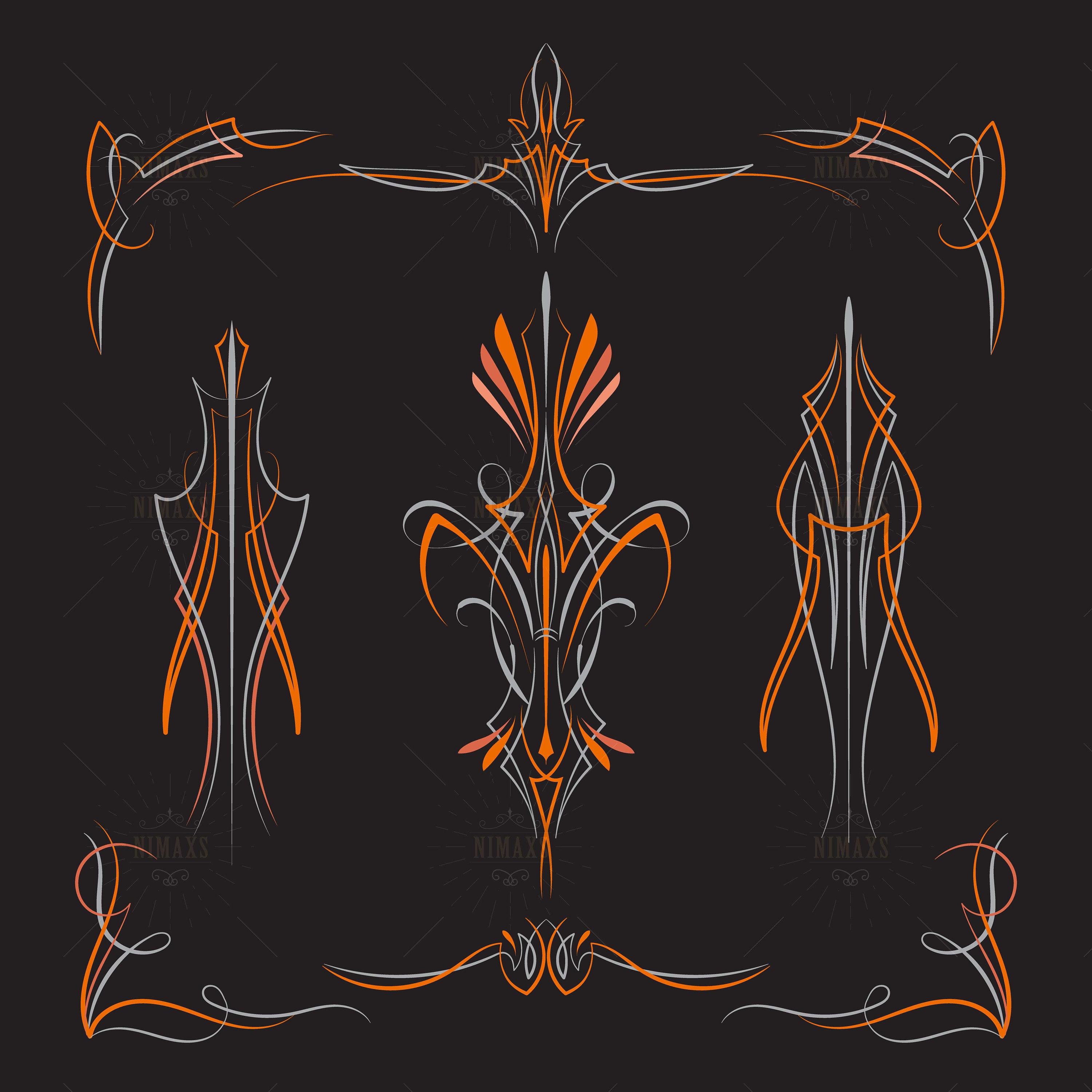 Pinstriping svg for Pinstriping vinyl decals Motorcycle and car pinstripe vintage hand drawn art SVG EPS PNG
