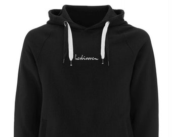 Unisex bio-hoodie with screen print "Herbivore"