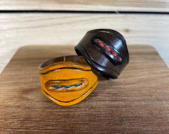 Custom Leather Ring With Stitching