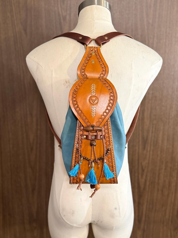 Handmade Leather Drawstring Backpack, Medieval Fantasy Renaissance Faire Bag