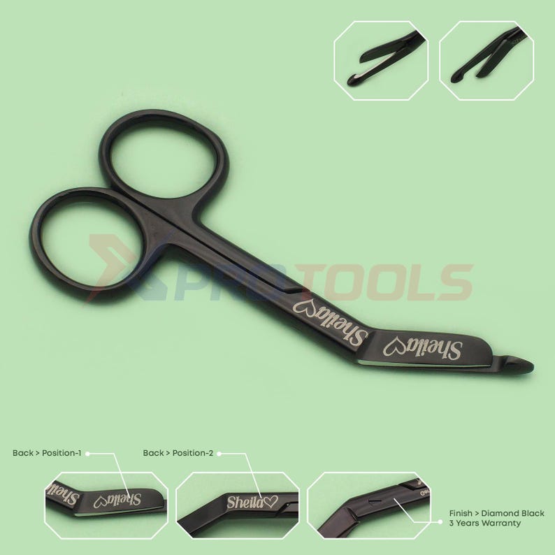 Custom Engraved Bandage Scissors, Serrated Serrated Titanium Coated Vet ...