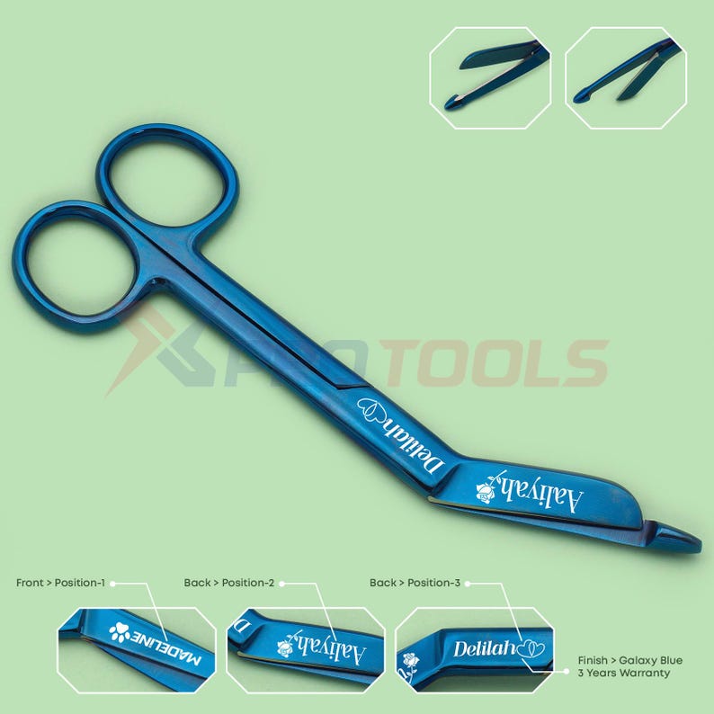 Custom Engraved Bandage Scissors, Serrated Serrated Titanium Coated Vet ...