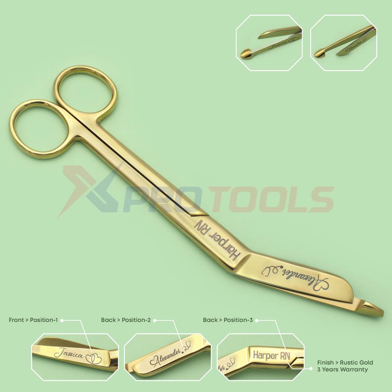 Custom Engraved Bandage Scissors, Serrated Serrated Titanium Coated Vet ...
