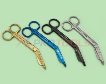 Tijeras personalizadas para vendajes de técnico veterinario de 14 cm (5,5") con grabado láser personalizado de huella de pata. Regalo ideal para la semana de agradecimiento al técnico veterinario.