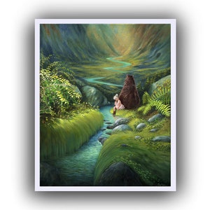 Stampa giclée intitolata "The Guardian" di Lisa Maier / Carta d'archivio / Stampa artistica / Dipinto di orso
