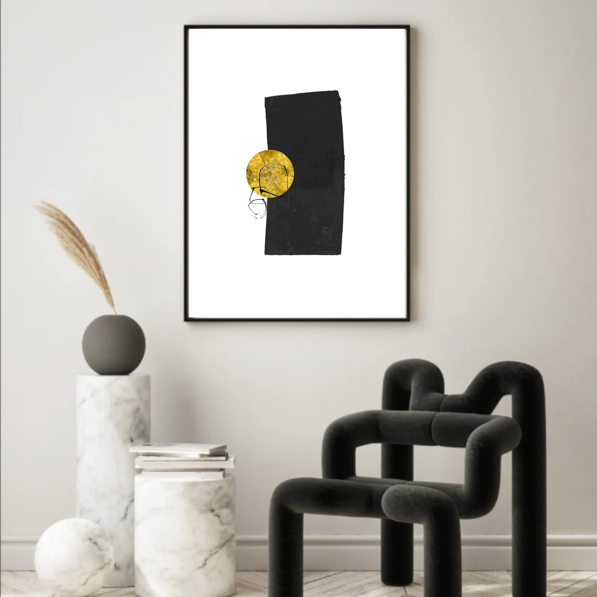 Set of 2 Japandi Minimal Digital Prints, Minimalist Abstract