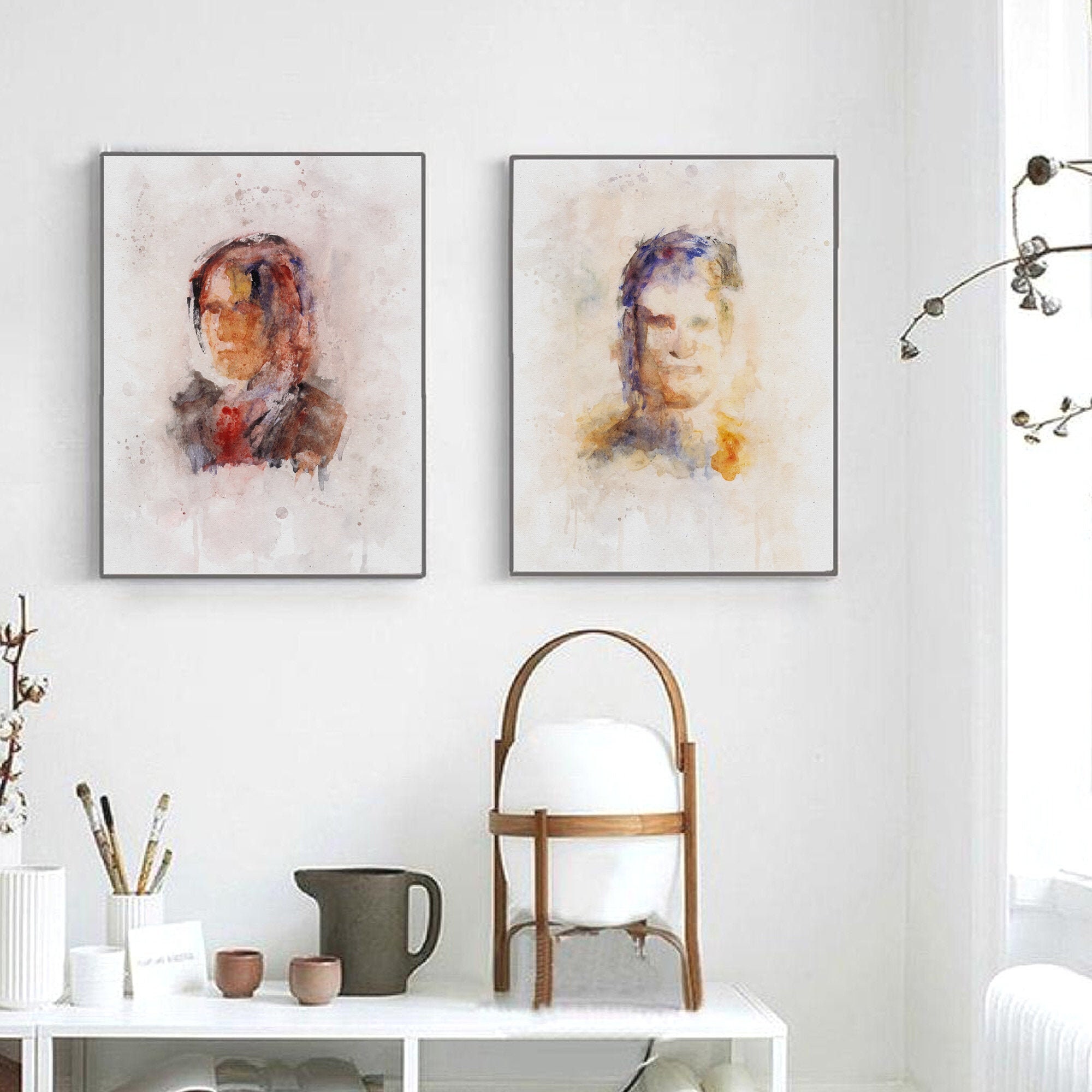 Set of 2 fine art prints Giclee prints of original vintage | Etsy