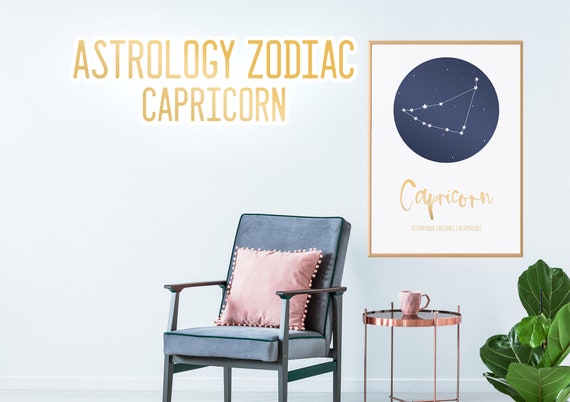 Capricorn Printable Art Astrology Zodiac Sign A3 A4 | Etsy