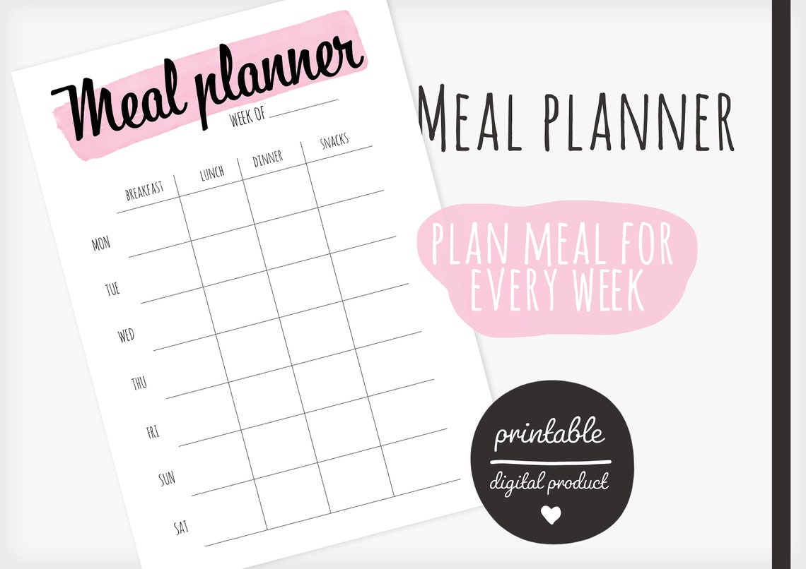 Meal Planner Printable PDF A4 | Etsy
