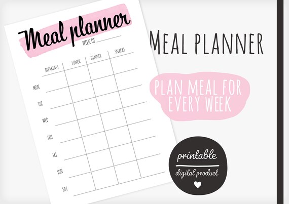 Meal Planner Printable PDF A4 | Etsy