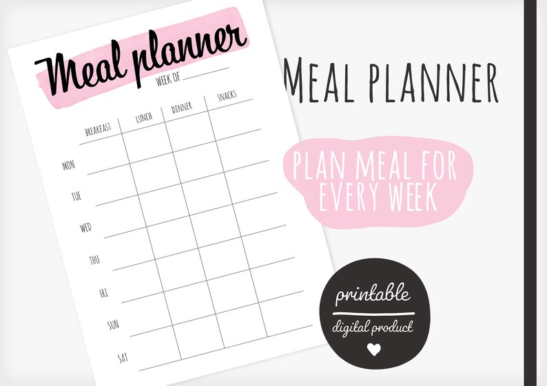 Meal Planner Printable PDF A4 | Etsy