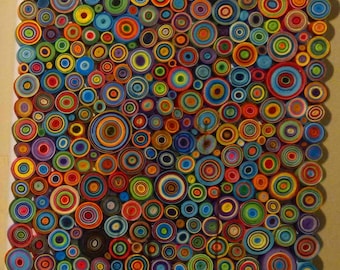Paper Quilled Circle Art: 'Well Rounded' Colorful Handmade Unique Wall Decor