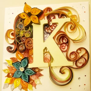 Paper Quilled Monogram/Initial Art on Canvas - Wall Art - Handmade - Anniversary Gift